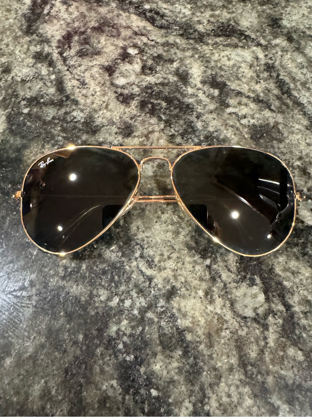 Ray-Ban Gold Frame Sunglasses with Dark Lenses - 58mm